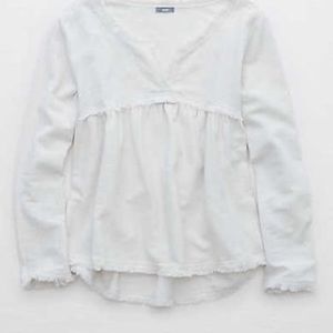 Aerie Frayed Peasant Top